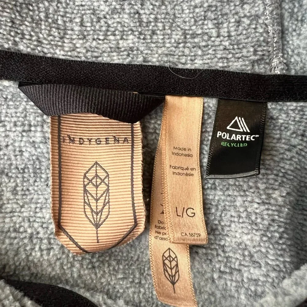 Indygena Polartec Full Zip Hooded Fleece Jacket Women’s Large Gray Warm Winter‎